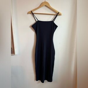 by the way. Black Ribbed Midi Dress